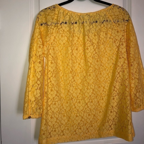 Charter Club 3/4 Sleeve Yellow Lace Top Size PP - Picture 5 of 10